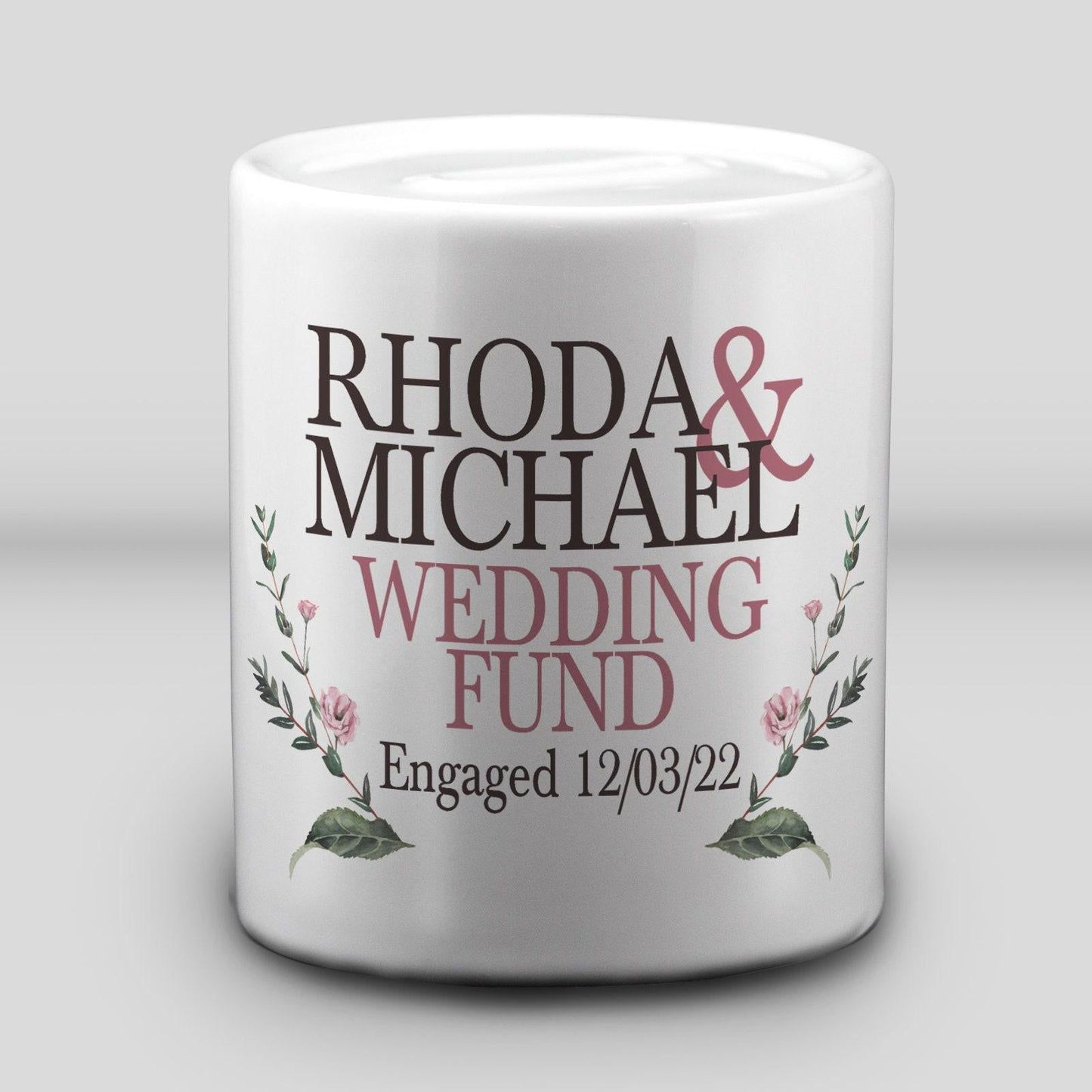 Roses Wedding Fund Money Box Savings Gift  - Engagement Personalised Gift