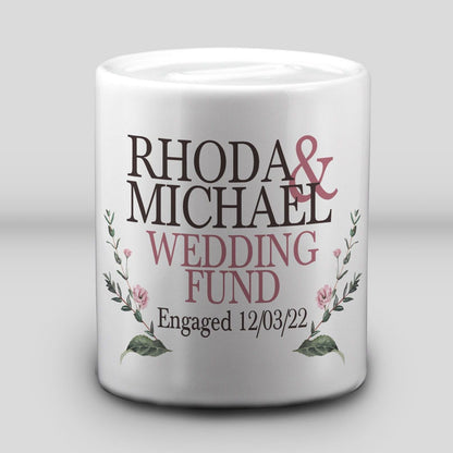 Roses Wedding Fund Money Box Savings Gift  - Engagement Personalised Gift