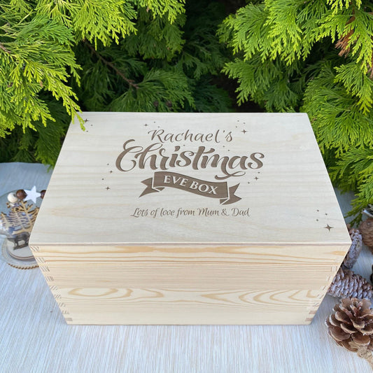 Christmas Eve Box Hamper Gift Personalised Message XMAS Treats Family Engraved