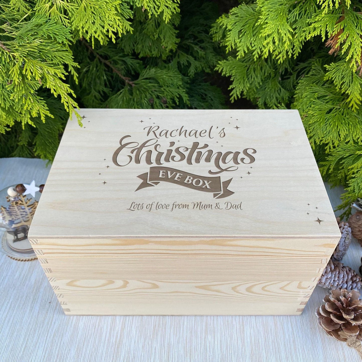Christmas Eve Box Hamper Gift Personalised Message XMAS Treats Family Engraved