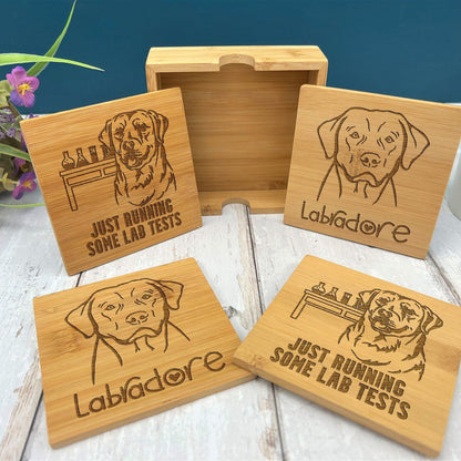 Labrador Dog Engraved Bamboo Coaster Set New Home Décor House Warming Gift Christmas Gift Birthday Present Secret Santa Dog Mom Dad