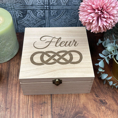 Double Infinity - Personalised Wooden Memory Keepsake Box