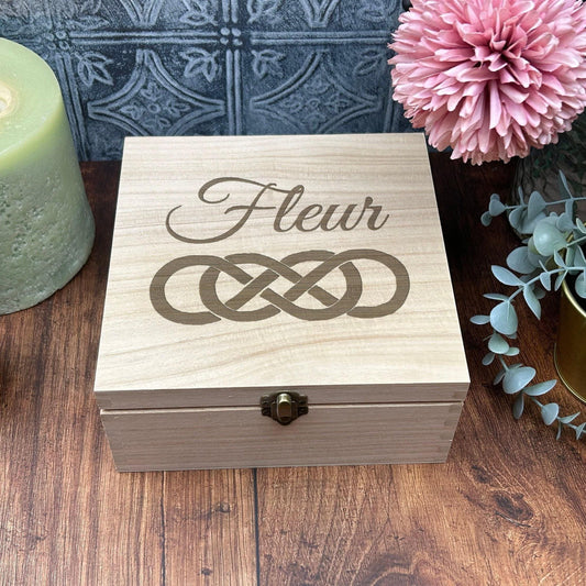Double Infinity - Personalised Wooden Memory Keepsake Box