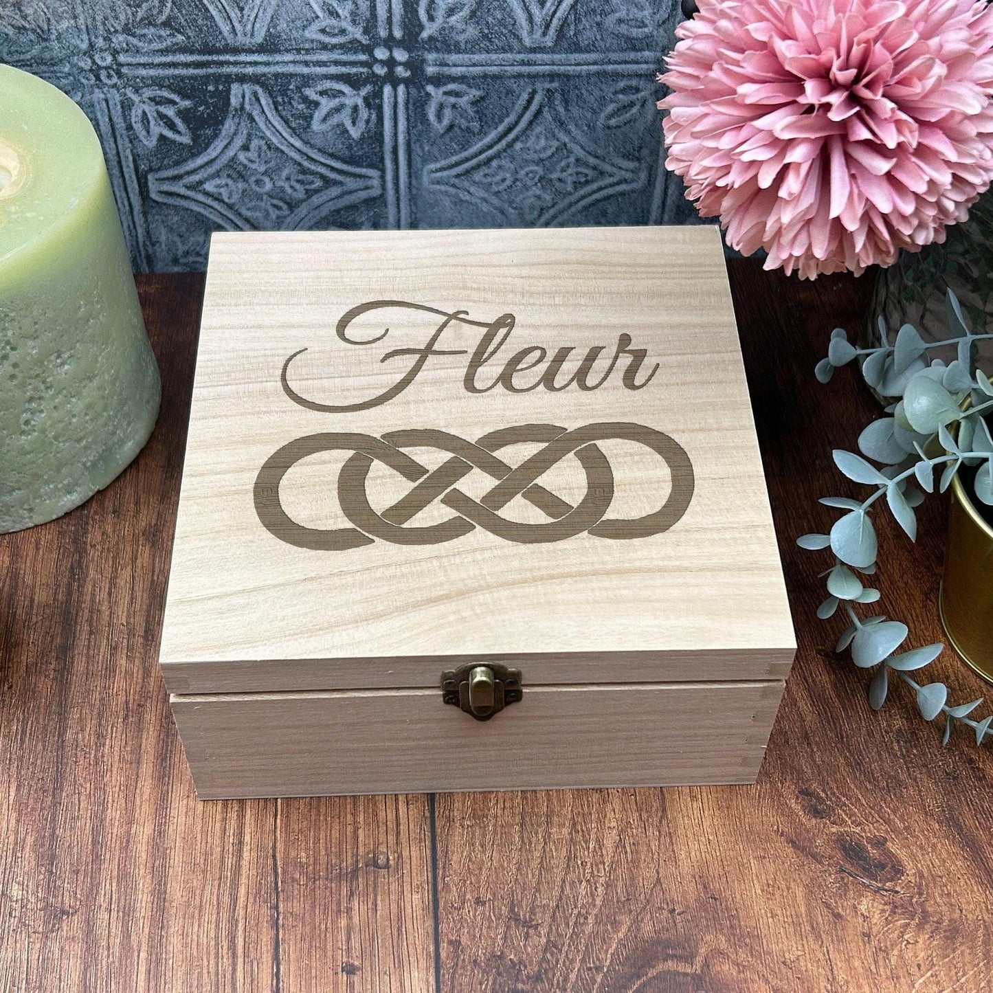 Double Infinity - Personalised Wooden Memory Keepsake Box