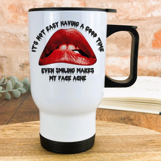 Rocky Horror Picture Show "Not Easy Having A Good Time" Travel Mug Personalised Gift