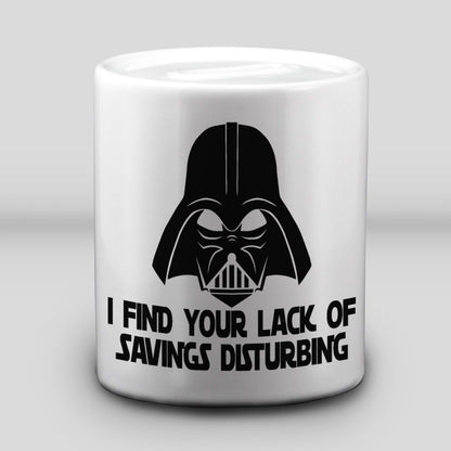 Darth Vader Personalised Ceramic Money Box - "I Find Your Lack of Savings Disturbing" - Personalised Gift