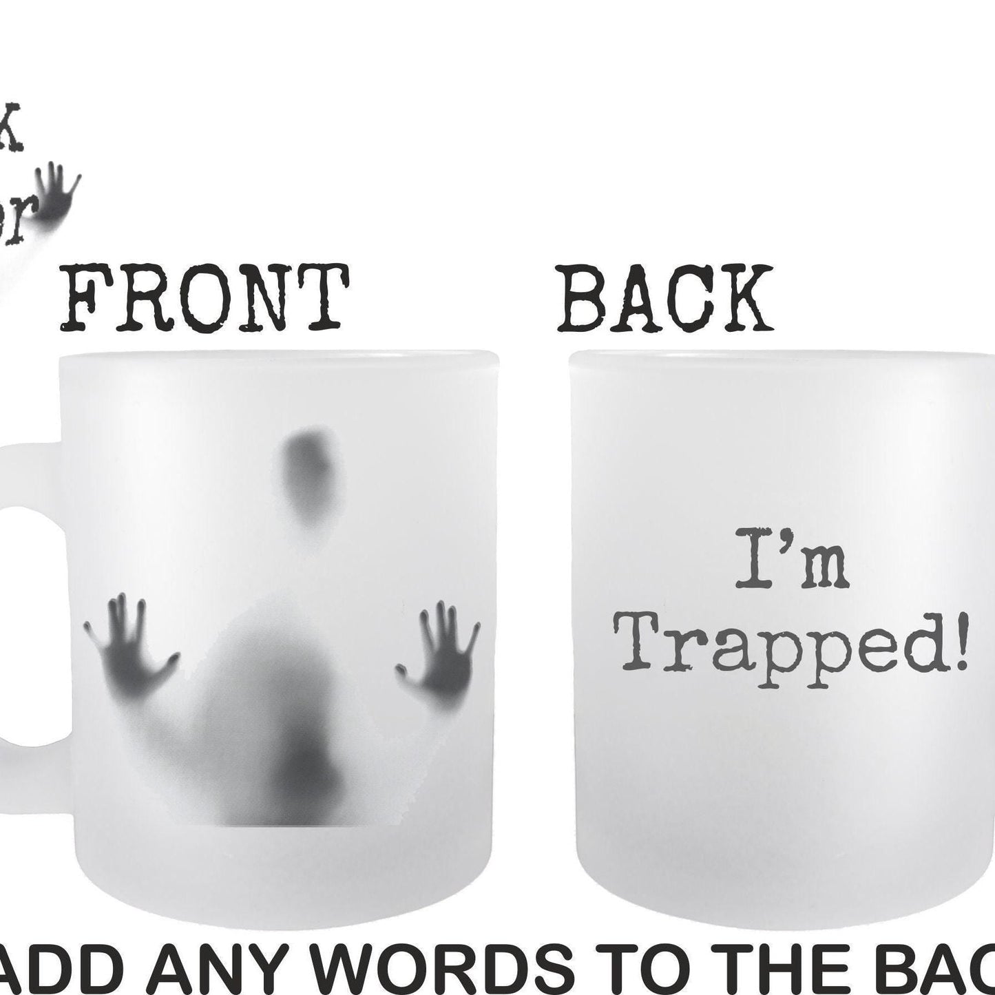 Personalised Horror Movie Fan Gift - Frosted Glass Mug for Spooky Fans - Features Trapped Soul Image