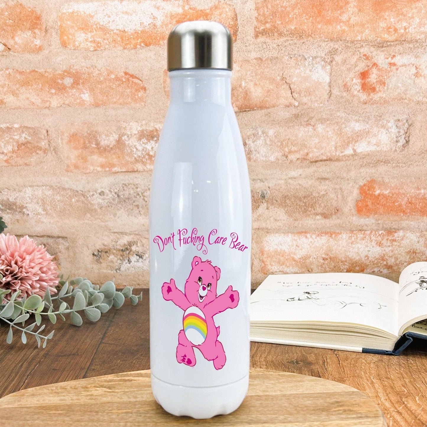 Care Bear "I Don't Care Bear/ F***** Care Personalised Water Drink Bottle