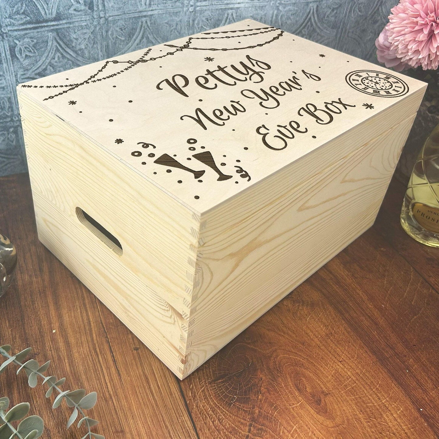 New Years Day Eve Hamper Gift Treats Personalised Box Family Gift Festive Winter