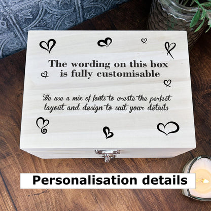 Hearts Wooden Memory Box Personalised Gift