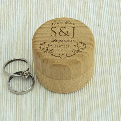 Love Forever Rose Date Wedding Ring Carrier Box Personalised Engagement Gift