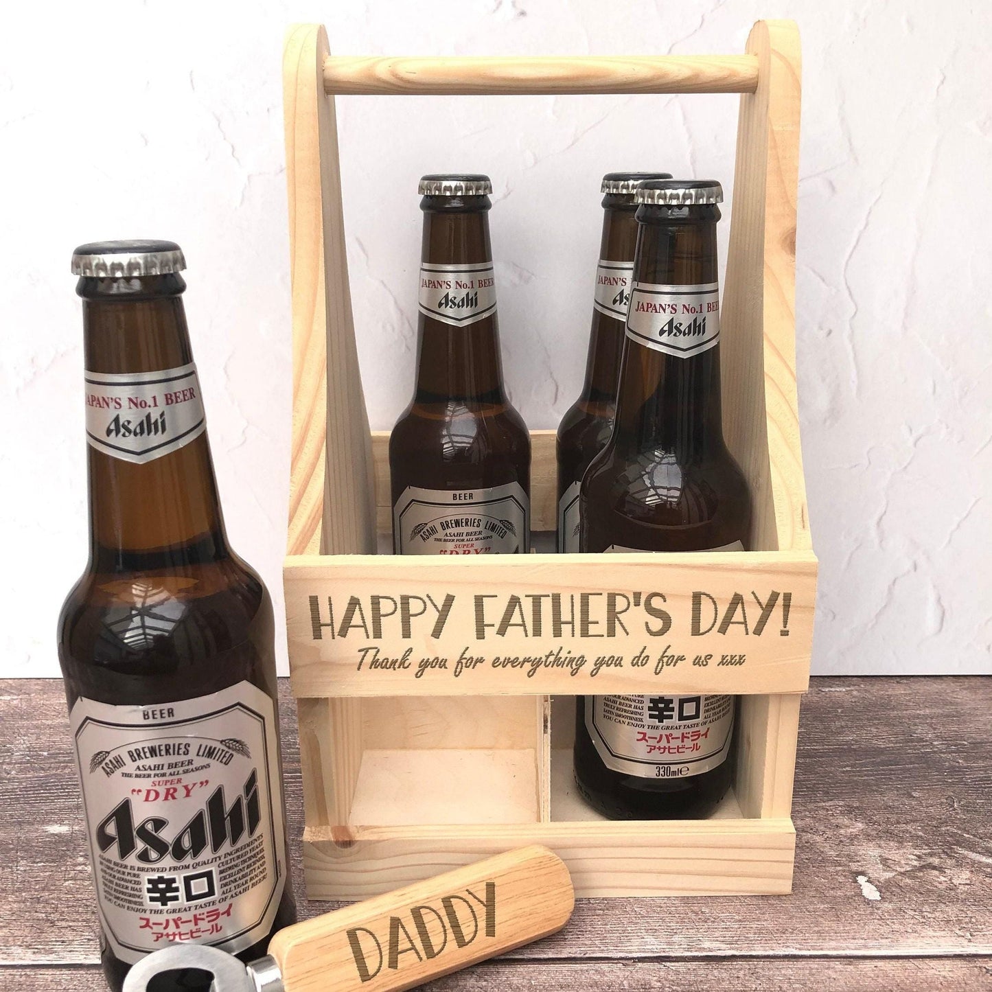 Happy Father's Day  Personalised Beer Carrier - Father's Day Gift - Drinks Bottle Holder
