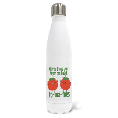 Love You Tomato Personalised Water Bottle Valentine's Day Boyfriend Girlfriend Gift Partner Love
