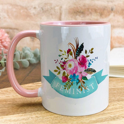 Feminist Floral Design Personalised Mug