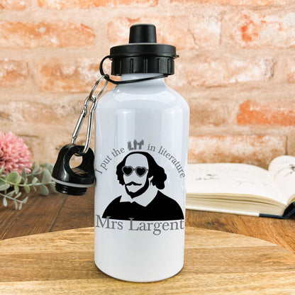 Shakespeare English Literature Water Bottle Teacher Tea Coffee Teacher Personalised Message End of School Gift