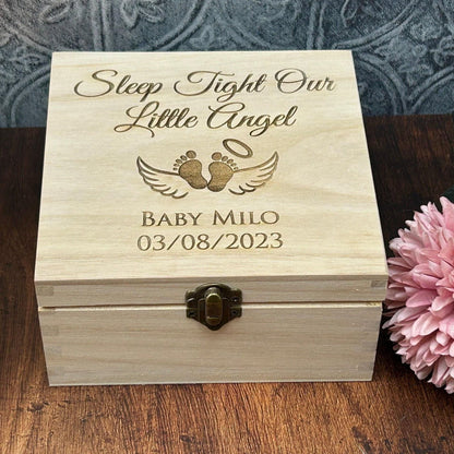 Baby Loss Miscarriage - Personalised Wooden Memory Box - Remembrance Gift