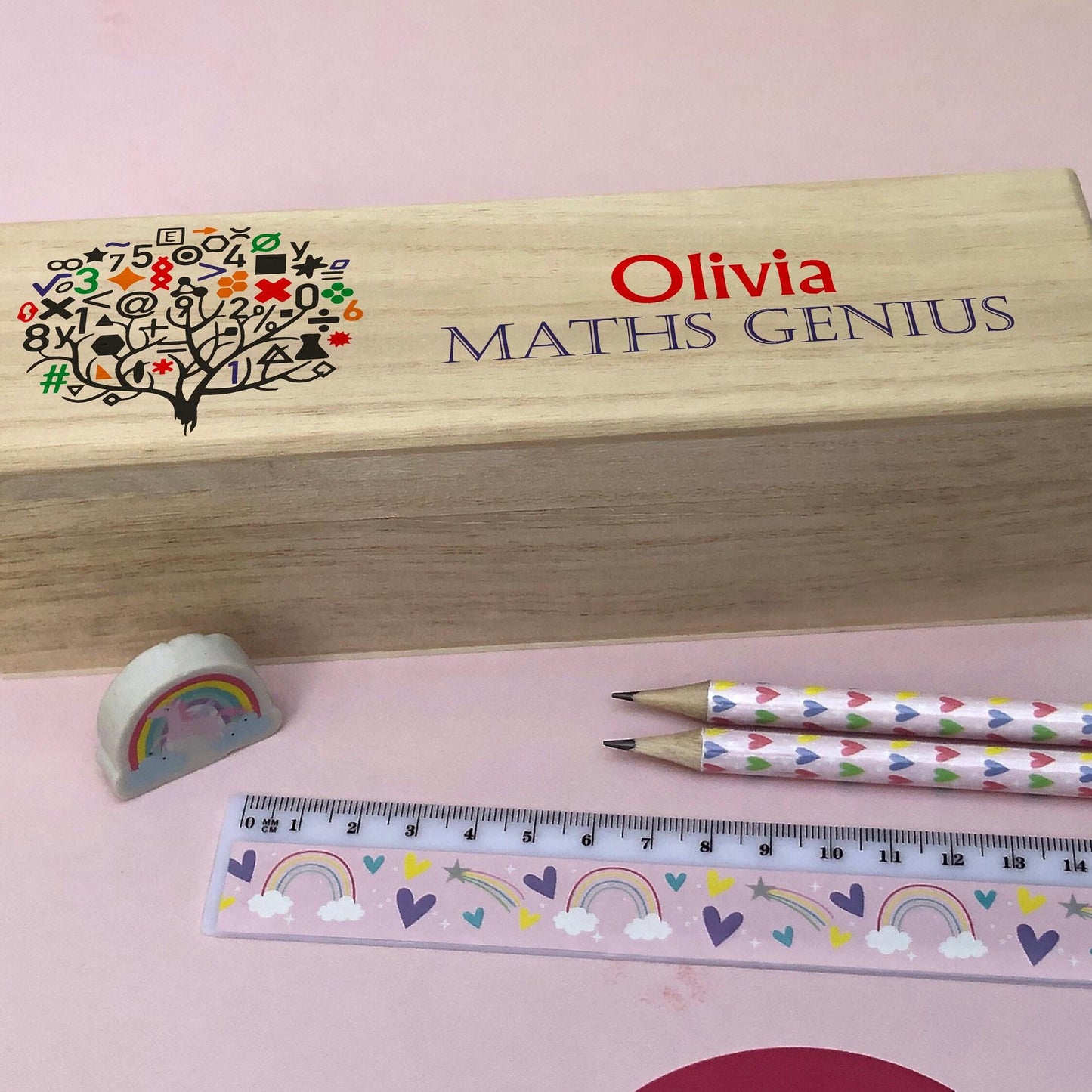 Maths Genius - Printed Personalised Wooden Box - Teacher End of Term Gift