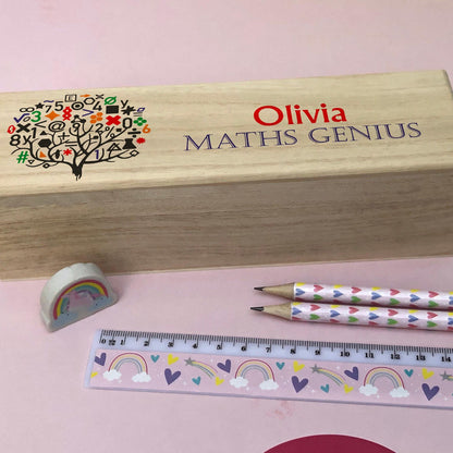 Maths Genius - Printed Personalised Wooden Box - Teacher End of Term Gift