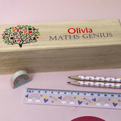 Maths Genius - Printed Personalised Wooden Box - Teacher End of Term Gift