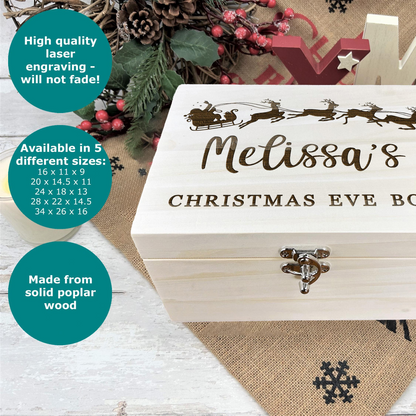 a personalized christmas eve box on a table