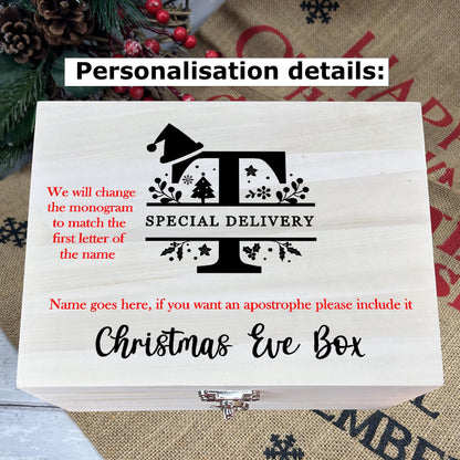 Christmas Monogram Engraved Personalised Xmas Eve Treats Box