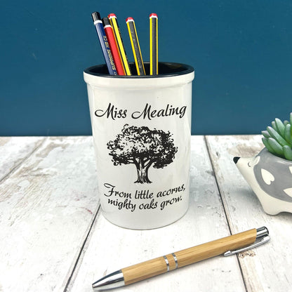 Mighty Oaks Teacher End of Term School Thank You Pen Pencil Pot Personalised Gift
