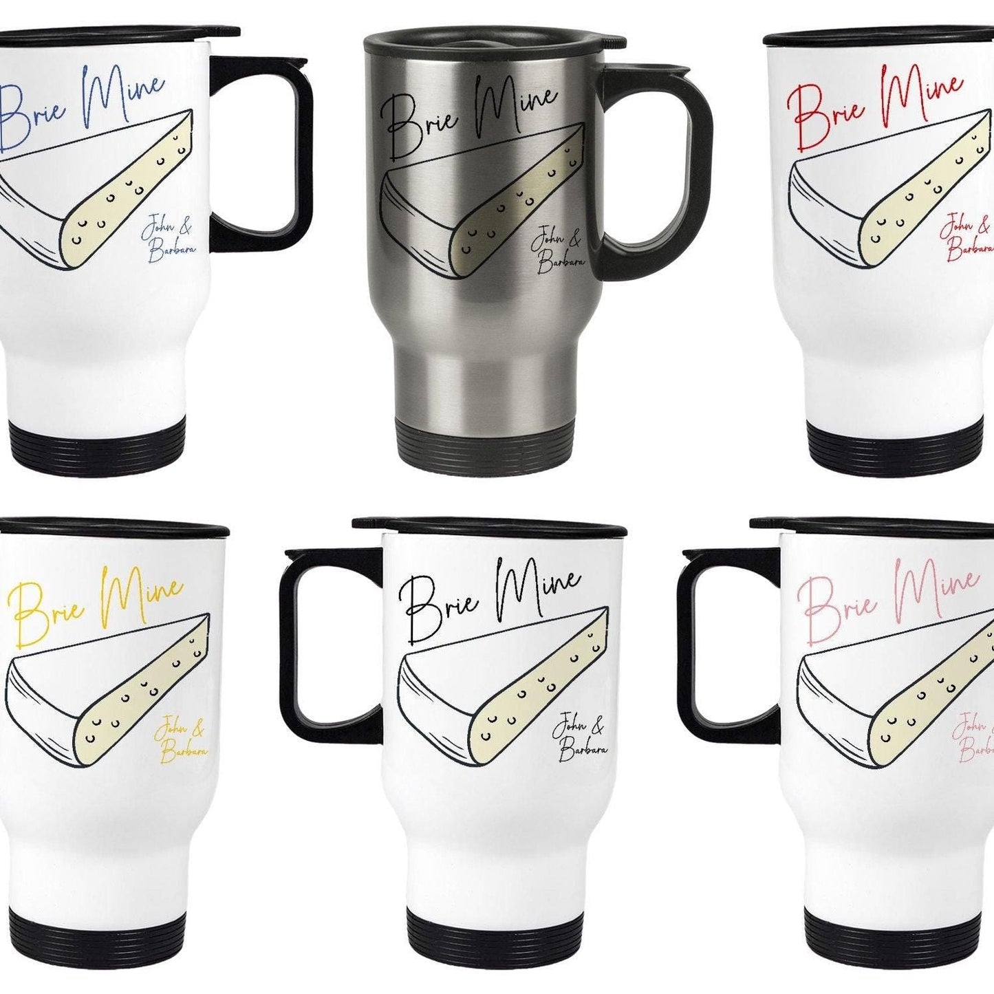 Brie Mine Cheese Pun Funny Personalised Travel Mug Valentine's Day