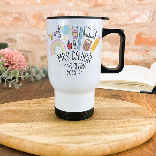 Teacher Supplies Doodles Travel Mug Personalised Gift