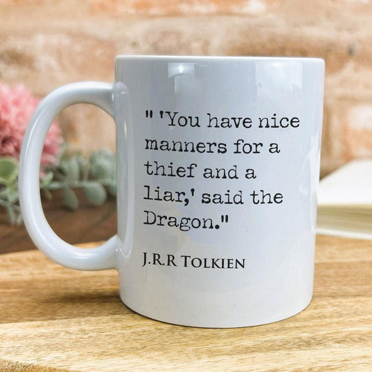 Lord of the Rings J.R.R Tolkien Book Quote "Nice Manners For A Thief" Classic Literature Mug