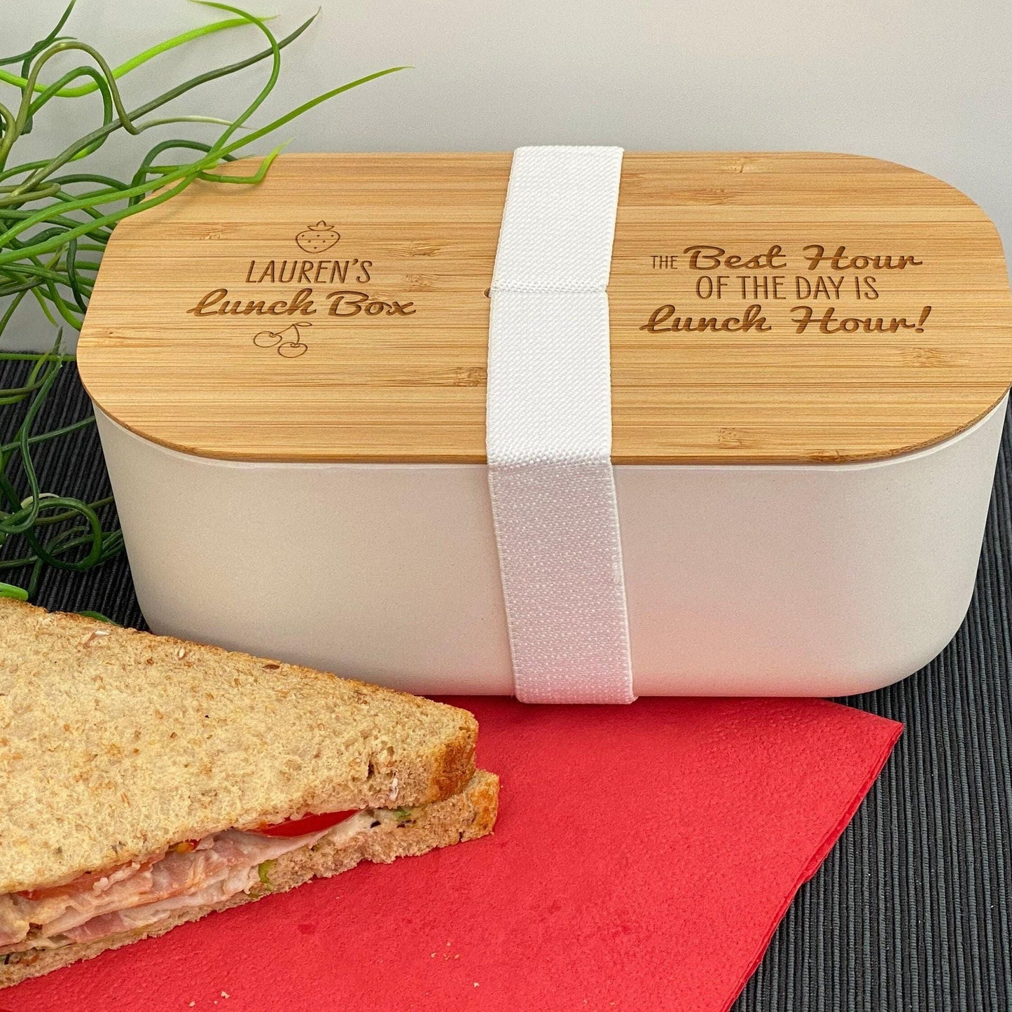 Best Hour is Lunch Hour Personalised Bamboo Eco Friendly Lunchbox - School Work