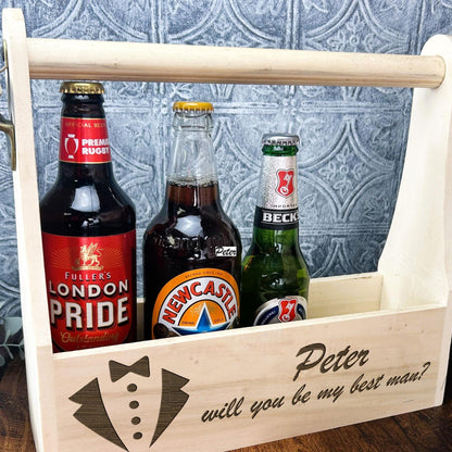 Will You Be My Best Man - Beer Carrier Personalised Gift -  Wedding - Groom - Groomsman
