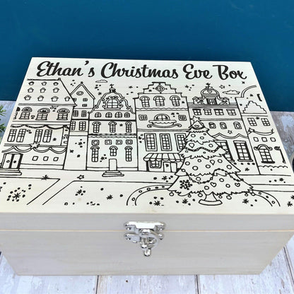 Christmas Town Silhouette Xmas Eve Treats Box Personalised Gift