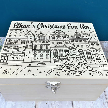 Christmas Town Silhouette Xmas Eve Treats Box Personalised Gift