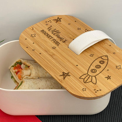 Rocket Fuel Personalised Bamboo Eco Friendly Lunchbox - School Work Packed Lunch