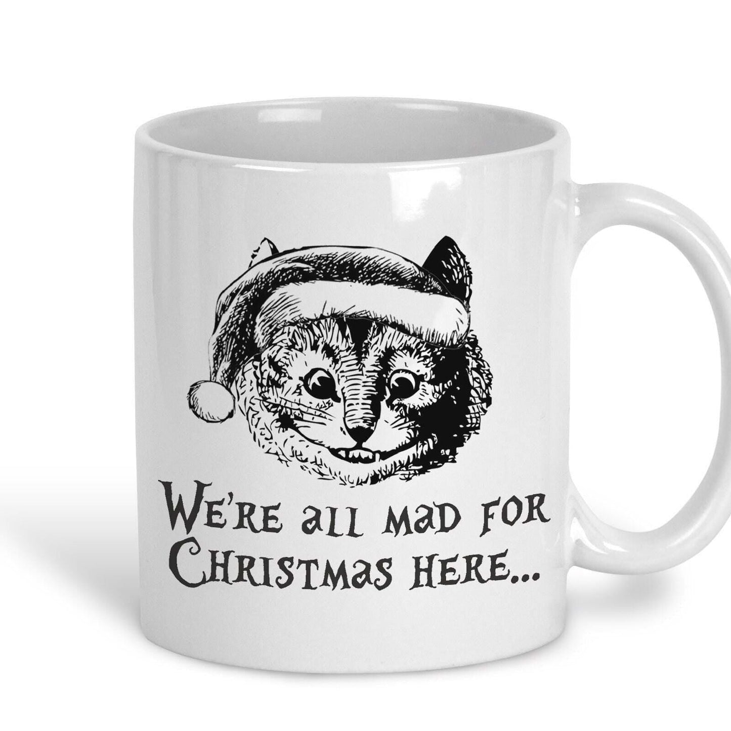 Cheshire Cat Mad Here Christmas Mug
