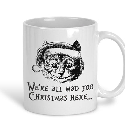 Cheshire Cat Mad Here Christmas Mug