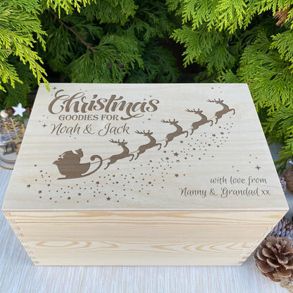 Santa Sleigh Christmas Eve Box Hamper Gift Personalised Message XMAS Engraved