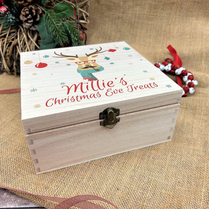Hipster Deer Personalised Wooden Christmas Eve Box
