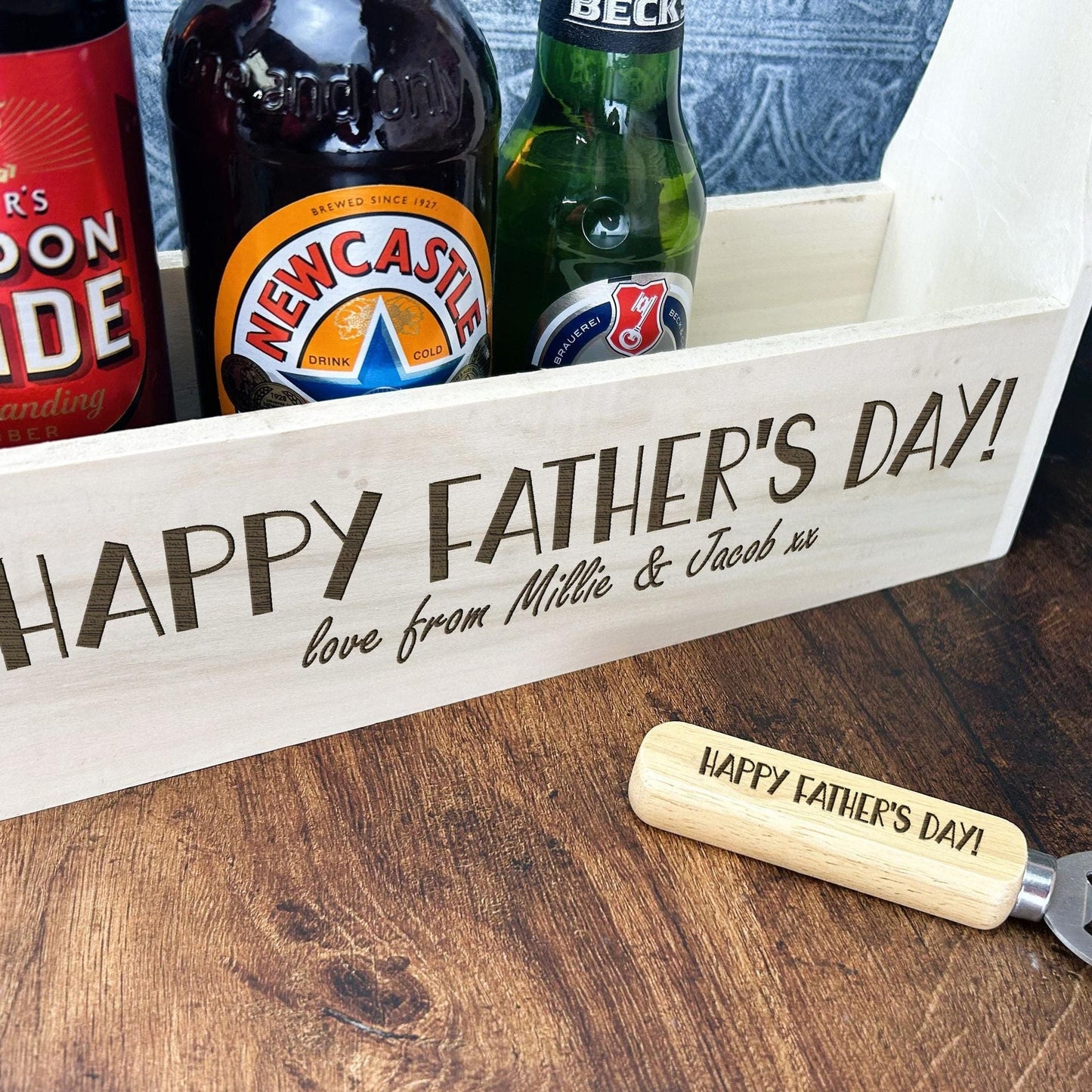 Happy Father's Day  Personalised Beer Carrier - Father's Day Gift - Drinks Bottle Holder