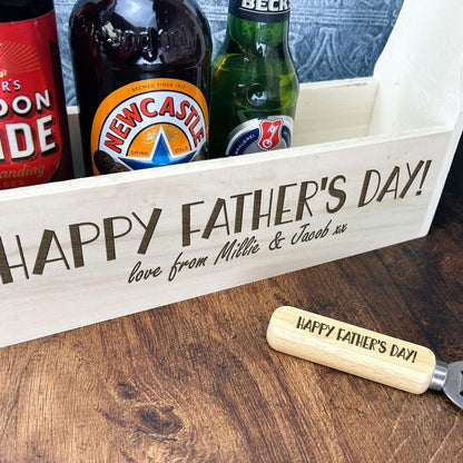 Happy Father's Day  Personalised Beer Carrier - Father's Day Gift - Drinks Bottle Holder