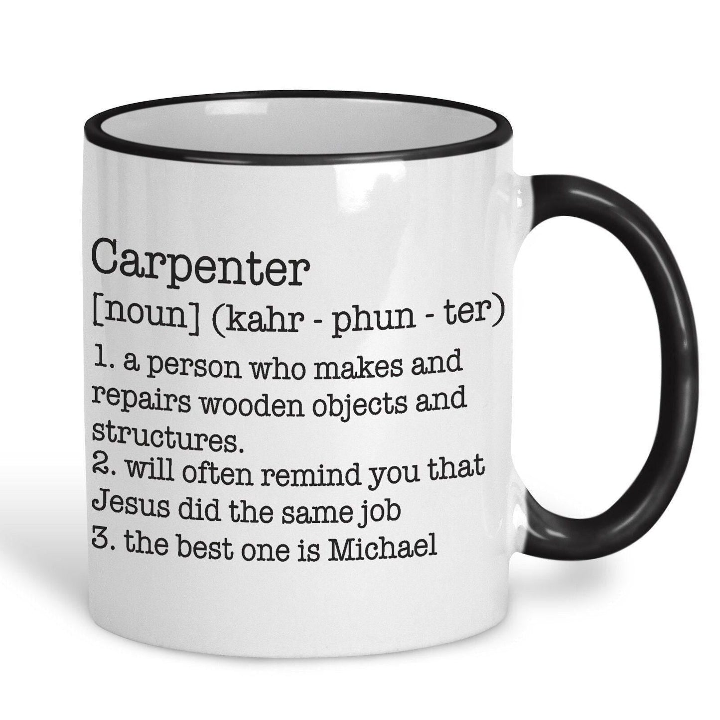Carpenter Definition Personalised Mug Gift Secret Santa Worksite Trade New Job Profession