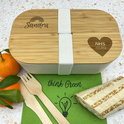 NHS Hero Personalised Bamboo Eco Friendly Lunch box - Work Nurse Doctor Paramedic