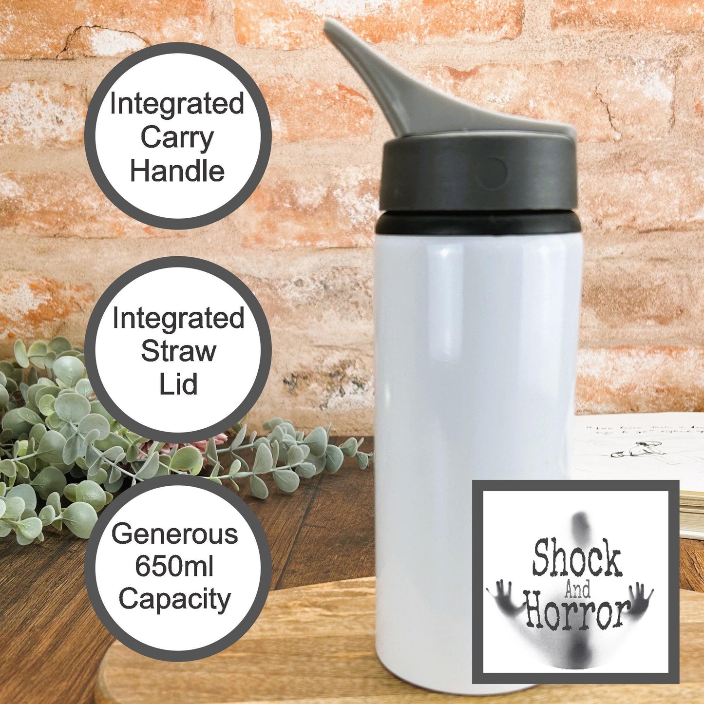 Personalised Eyeball Shock Image Reusable Metal Water Bottle