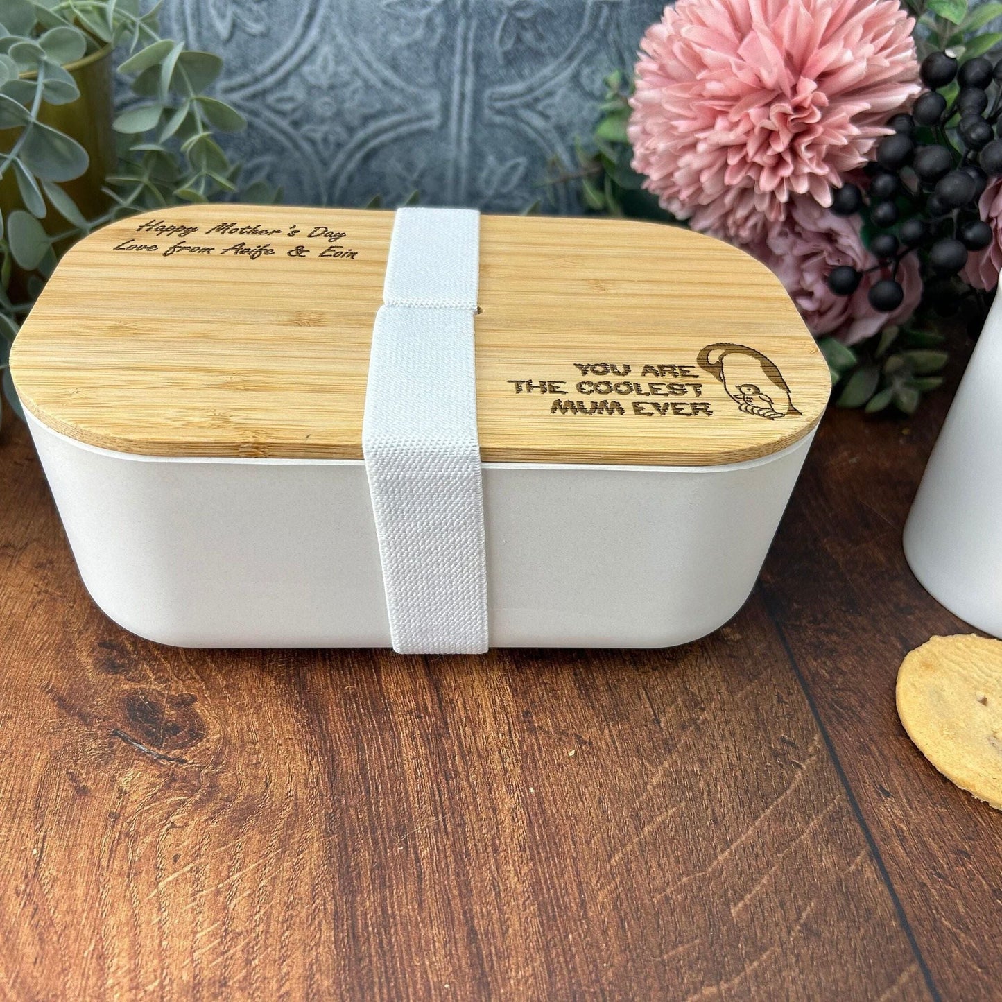 Coolest Mum Penguin Personalised Bamboo Eco Friendly Lunch Box - Mother's Day Gift