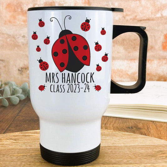 Ladybug Teacher Name Travel Mug Personalised