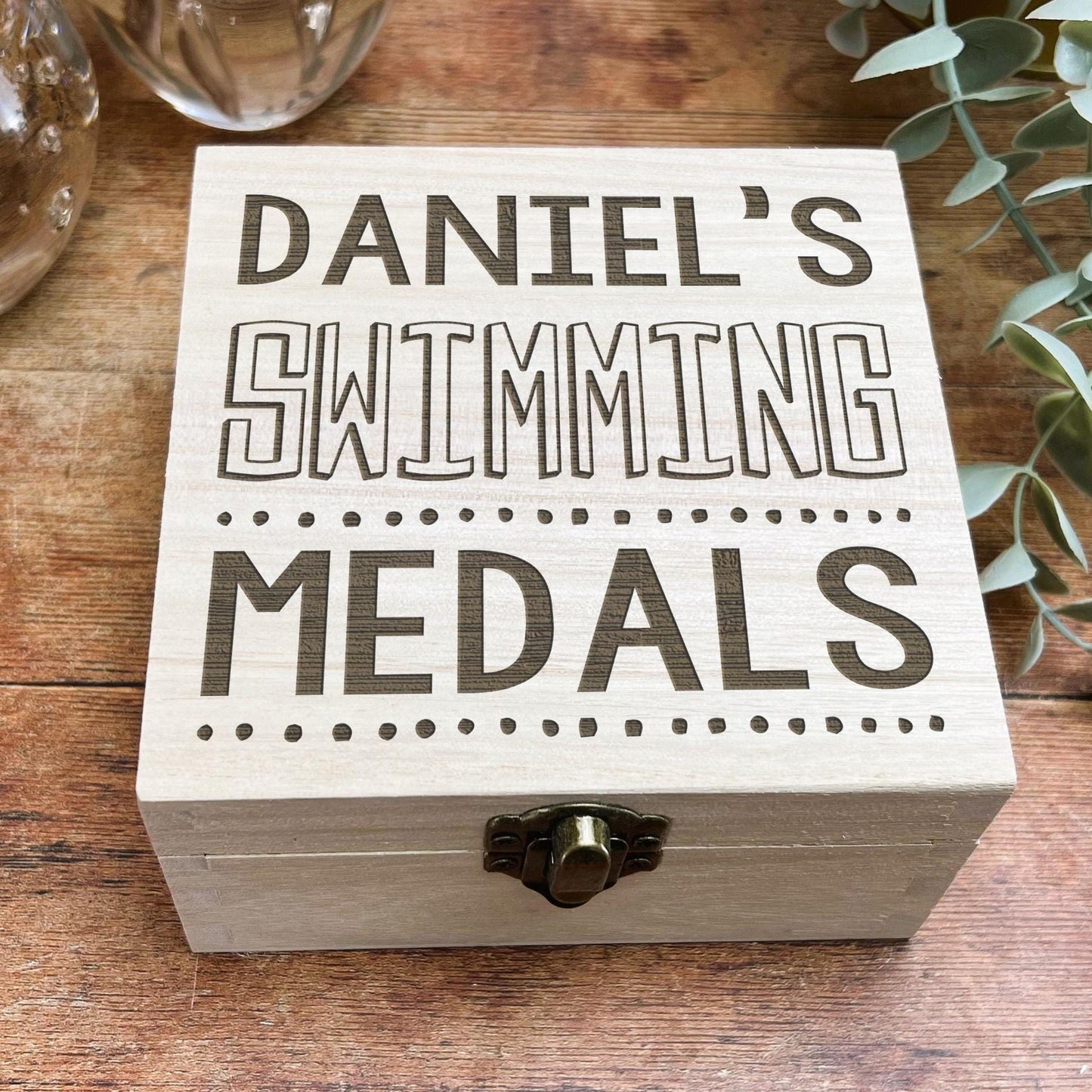 Medal Storage Wooden Box Personalised Sports Person Gift