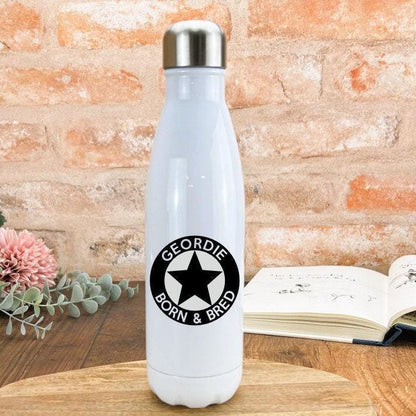 Geordie Born & Bred Star - Newcastle Geordie Dialect - Personalised Water Bottle