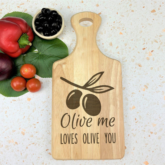 Olive Me Loves You Engraved Wooden Paddle Chopping Board Funny Valentine's Day Kitchen Décor Cooking Gift Christmas Gift Birthday Present