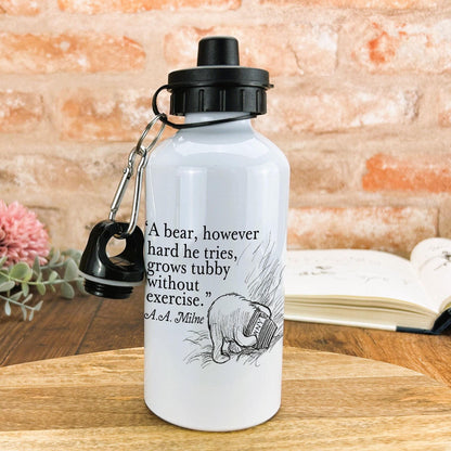 A.A. Milne Winnie the Pooh "A bear grows tubby without exercise" Classic Literature Water Bottle Gift