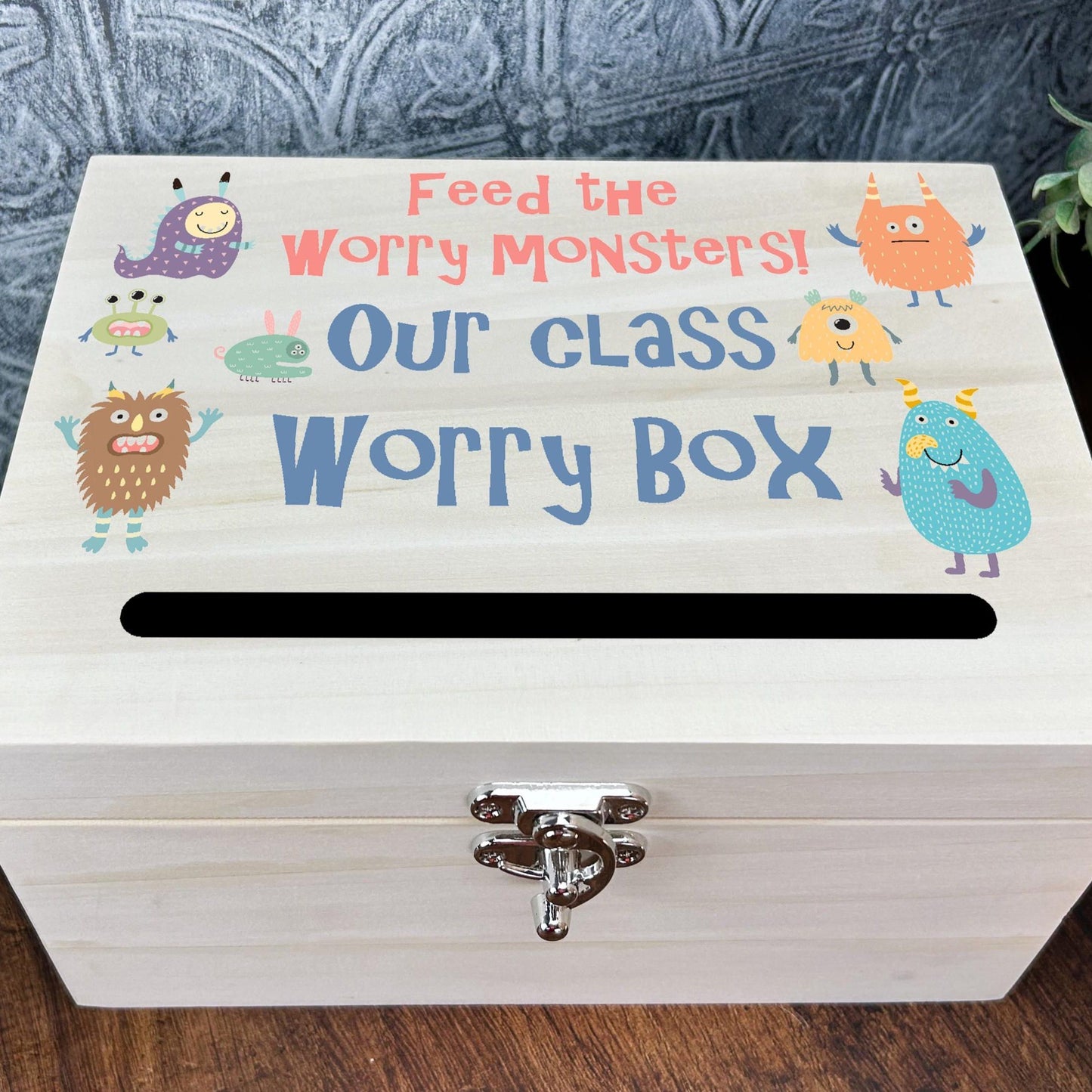 Colourful Monsters Worry Box - Primary School Personalised Dropbox